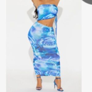 Blue Tie-Dye Women'sDress